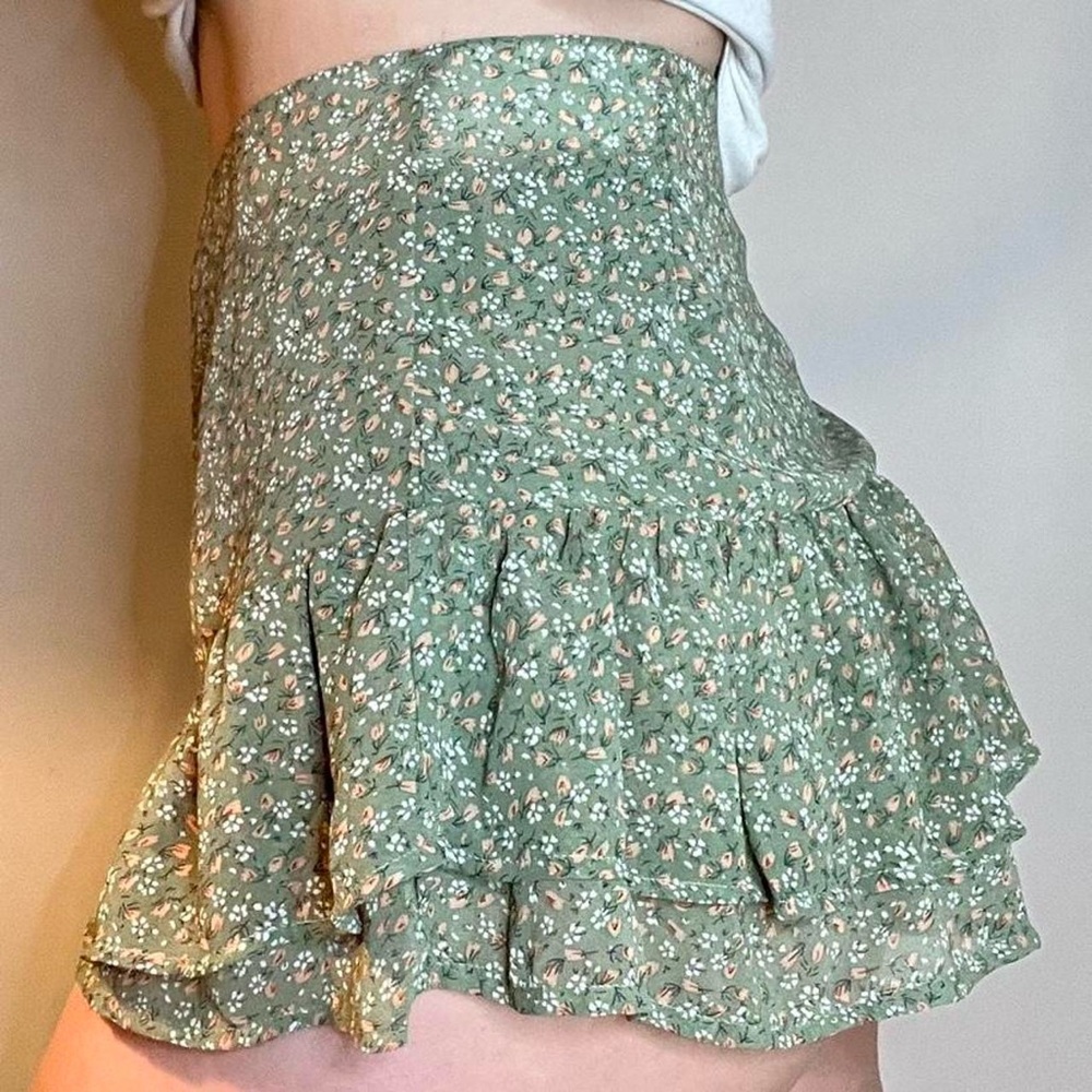 Altar'd State Green Floral Skirt